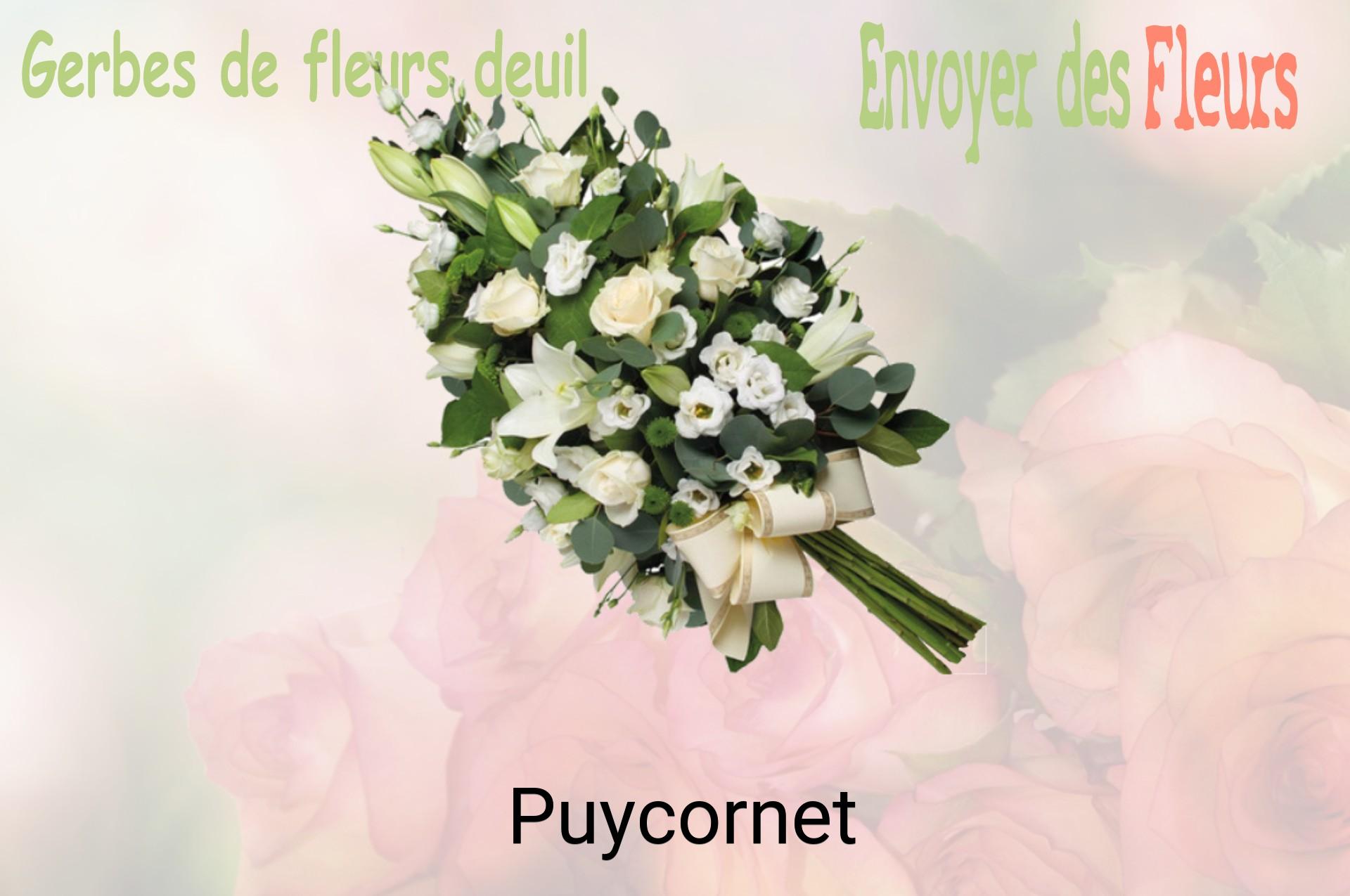 Gerbe de fleurs de deuil livrée à Puycornet
